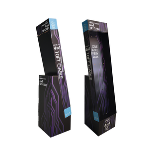 מעמד תצוגה מותאם אישית מקרטון עם ווים לתליית כבלים, מתאים לנקודת מכירה קמעונאית, עם ווים לתלייה. - Product Image 1