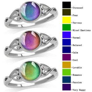 Creative Temperature Changes Round Shape Crystal <strong>Rings</strong> Silver <strong>Rings</strong> Retro Jewelry <strong>Crafts</strong> Charms Mood <strong>Rings</strong> - Product Image 2