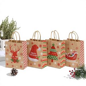 Bolsa de Papel Kraft Ecológica, Reutilizable y Reciclable con Logotipo Personalizado al por Mayor para Regalos de Navidad, Empaque de Ropa y Alimentos - Product Image 1