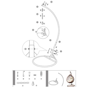 Chaise suspendue en osier en forme d'œuf, vente en gros d'usine, chaise suspendue en osier en forme d'œuf en matériau PE avec support - Product Image 4