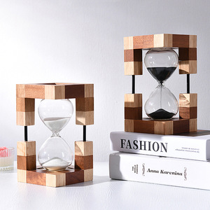 Wooden <b>Hourglass</b> Timer 30 Minute Modern Desk Ornament Birthday Gift - Product Image 2