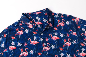 Men's <b>Flamingo</b> Print Polo <b>Shirt</b> 88% Polyester 12% Spandex Tropical Hawaiian Golf <b>Shirt</b> Quick Dry Casual Summer Apparel - Product Image 5
