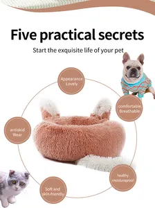 Round Plush Soft Pet Bed Mat PVC Cotton L XL XXL Small Sizes Modern Cute Animal Print Rabbit Ear Tail Resting Warm Dog Cat Nest