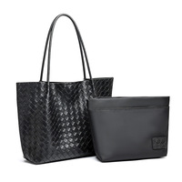 Sac fourre-tout en cuir véritable tressé grande capacité pour femme, sac à bandoulière pour le quotidien, sac à main minimaliste et élégant avec fermeture magnétique