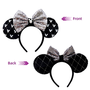Diadema con orejas de ratón, Diadema con lazo de orejas de Mickey y perlas de lentejuelas para adultos y niños, <span class=keywords><strong>Paradise</strong></span> diadema de felpa, accesorios para el cabello, tocados - Product Image 4