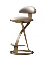 Tabouret de bar haut BST Leisure en cuir véritable, style italien moderne, sans obstacle, avec structure en acier inoxydable de luxe, pour usage domestique