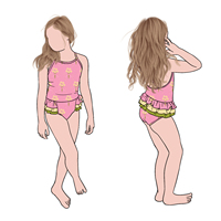Little Glow Kid Vente en gros de maillots de bain une pièce pour filles, imprimés mignons, doux, respirants, pour tout-petits et enfants