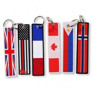 Porte-clés en cuir brodé double face personnalisable, avec double drapeau en tissu, pour pilotes, porte-clés promotionnels, mousquetons - Product Image 3