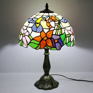 LongHuiJing 12 Inch European Mediterranean Stained Glass LED Eco-Friendly Dome Table Lamp AC Multicolored Reading <b>Light</b> Living - Product Image 2