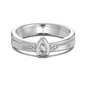 Anillos de Compromiso de Plata de Ley 925 con Diseño Clásico Dylam, Chapados en Oro de 18K y Rodio, con Circonita Cúbica 5A en Forma de Lágrima - Product Image 1