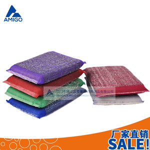 Éponge à vaisselle en laine d'acier Amigo, rouge, solide, avec support métallique pour le nettoyage de la cuisine - Product Image 5