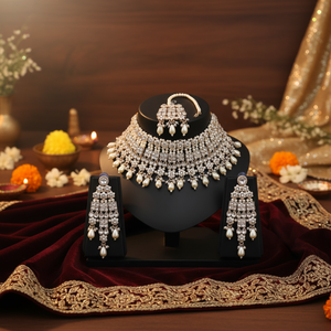 New Designer Patwa Kundan Copper <b>Gold</b> Plated Vintage Choker Necklace <b>Set</b> Earrings Bridal Indian Wedding Party Anniversary Gift - Product Image 3