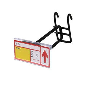 In stock supermarket display racks plastic price tag with hook clear price tag for the double hook label holder tag pack of 100