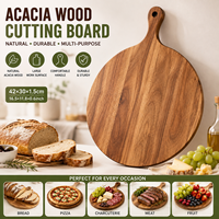 Planche à découper en bois personnalisée avec poignée, planche à pizza en bois d'acacia, planche à charcuterie, plateau à fromage et à pain, articles de cuisine OEM