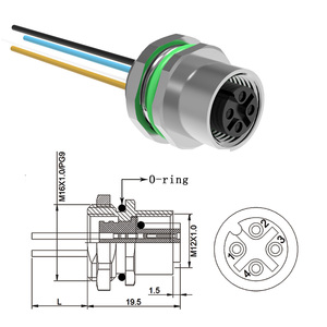 Loại a-mã 4-pin nữ phía sau khóa Ổ cắm không thấm nước với dây M12 Bảng điều khiển gắn kết nối cáp hàn nối tròn PG9 - Product Image 2