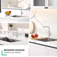 Robinet mélangeur de cuisine moderne en acier inoxydable, à montage sur plan, avec douchette extractible pivotante, fonction cascade et 3 fonctions, pour évier en céramique.