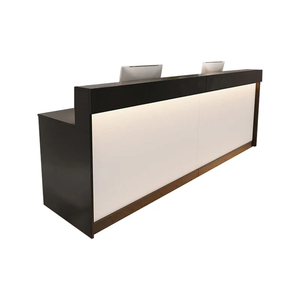 Mostrador <span class=keywords><strong>de</strong></span> Recepción Moderno <span class=keywords><strong>de</strong></span> Madera Clara con Tira <span class=keywords><strong>de</strong></span> Luz LED, Mostrador Frontal Simple para Oficina, Salón y Hotel - Product Image 2