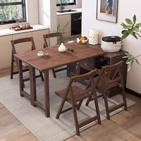 Table à manger pliante réglable en bois massif, armoire latérale rétractable multifonctionnelle pour petit appartement
