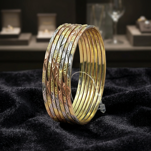 Juego de Brazaletes Chapados en 3 Tonos al por Mayor, Joyería de Brazaletes Tricolor, Brazaletes de Moda, Brazaletes de 3 Tonos, Juego de Brazaletes Multitono - Product Image 5
