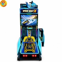 Machine de jeu d'arcade de course de bateaux rapides avec grand écran et lumières LED, équipement de divertissement à monnayeur