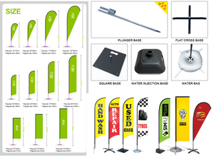 Banderas de Playa, Kit de Mástil para Bandera de Plumas, Publicidad Exterior Personalizada, Impresión de Logotipo, Banderas Rectangulares de 12 Pies con Mástil - Product Image 3