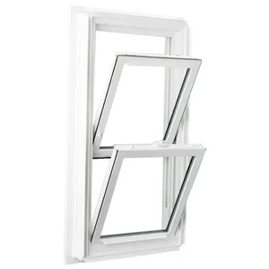 Chine fabricant blanc pvc vertical coulissant low-E verre isolation thermique fenêtre double fenêtres à guillotine pour maison