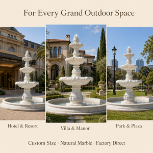 Fontana a tre livelli in marmo Trevi: Soluzione completa per l'arredo paesaggistico da esterno e giardino - Product Image 2
