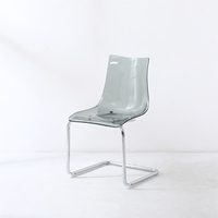 Chaises en acrylique transparentes avec pieds en métal, design nordique moderne, prix d'usine, pour restaurant, café, utilisation en salle à manger