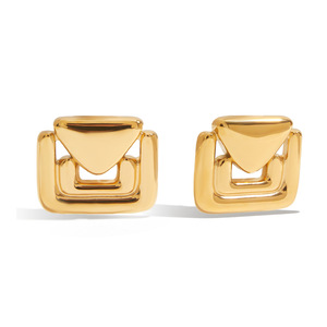 <b>Stud</b> <b>Earrings</b> Geometric U Shape 18K Gold Stainless Steel Fashion Jewelry - Product Image 5