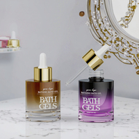 Flacon compte-gouttes en verre transparent de 30 ml (1 oz) à fond épais pour sérum de soin, huiles essentielles, crème visage, blush, emballage cosmétique