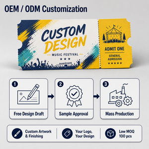 Boletos de Admisión Personalizados de Fábrica, Impresos a Todo Color, con Talón Perforado, Código QR y Código de Barras <span class=keywords><strong>para</strong></span> Eventos - Product Image 5