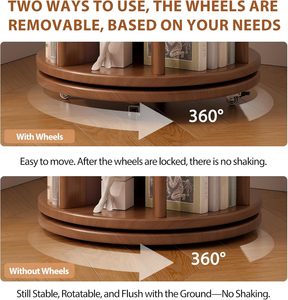 Étagère à livres rotative avec roulettes, quatre roues, 360° °   Étagère à roulettes étroite et rotative, idéale pour les petits espaces, les coins, les chambres et les bureaux - Product Image 5