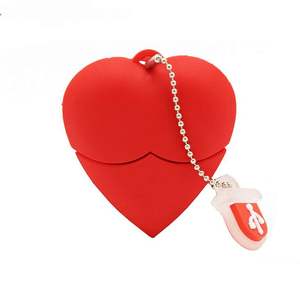 Kırmızı kalp Usb Flash sürücü 32gb sopa Usb Flash sürücü yumuşak kalp sürücü PVC kılıf 16GB Flash <span class=keywords><strong>Disk</strong></span> 2.0 8G özel Usb sopa - Product Image 1