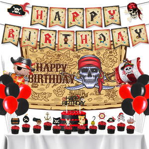 Cướp biển theo chủ đề trang trí tiệc sinh nhật Cướp Biển nền áo ngực cờ bóng Áp phích đặt đạo cụ tiệc sinh nhật - Product Image 2