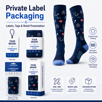 Chaussettes de compression personnalisées à motifs médicaux, hauteur genou, 15-20 20-30 mmHg, chaussettes de soutien jacquard, OEM ODM Marque privée