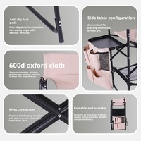 Grande chaise de réalisateur d'extérieur en fer, portable et pliable avec table latérale - pour le maquillage et le camping