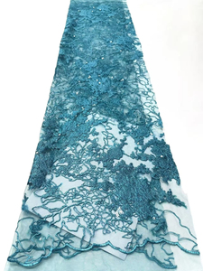 Tissu en dentelle lourde perlée de luxe, broderie de haute qualité pour robe de mariée ou de soirée - Product Image 3