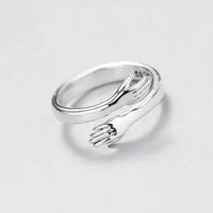 2023 Best Selling 925 Sterling Silver Love Hug Ring Love Couple Open Hug Ring For Women Girls