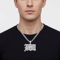 Source de Gros Supérieure pour Pendentifs Moissanite, Pendentif Personnalisé Lettre Nom en Argent 925 Sertie de Pierres, Bijoux Hip Hop Baguette