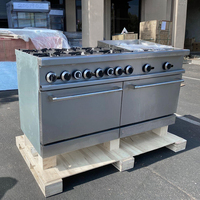 Fourneau à gaz professionnel Vansenk à 6 brûleurs + gril à charbon de bois de 24 pouces, plaque de cuisson, garantie 1 an, acier inoxydable, équipement commercial