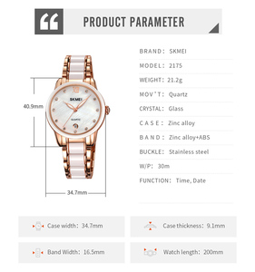 Lady Quartz <b>Watch</b> Custom Logo High Quality Round Dial <b>Waterproof</b> Ceramics and Alloy Case <b>Watch</b> with Date Display - Product Image 6