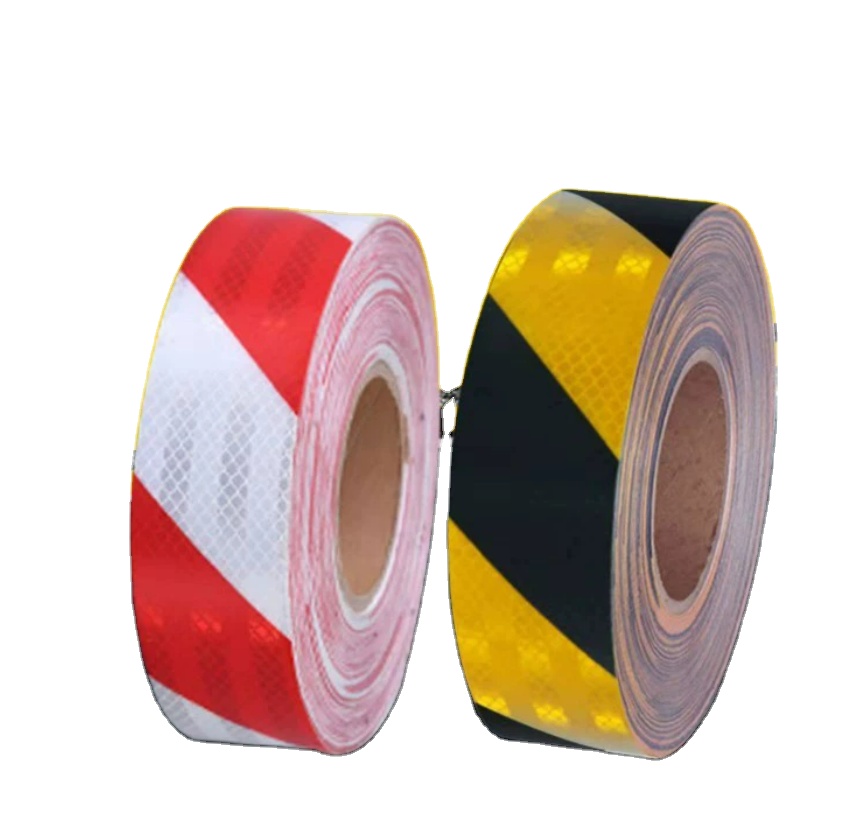 Yello Black Rot-Weiß-Reflex streifen band 50mm Custom ized Reflective Tape Hazard Warning Reflective Film