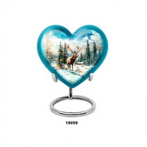Hot Selling Deer In Forest Herz Einäscherung Urne für erwachsene menschliche Asche dekorative große Urne mit Ständer & Free Velvet Bag - Product Image 1
