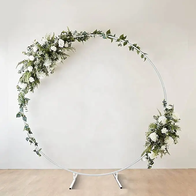 Metal Wedding Arch Frame 6.6ft Round Circle Backdrop Flower Balloon Stand for Ceremony Wedding Birthday Party Anniversary