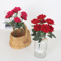 Bouquet de 7 petites roses artificielles en soie à angle dégagé pour décoration de mariage, d'hôtel et de maison, lot semi-manuel pour fabricants