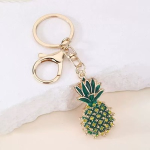 <b>Cute</b> Pineapple Shape Zinc Alloy Keychain Carabiner Irregular Fashion Accessory Green Yellow Crystal Design - Product Image 2
