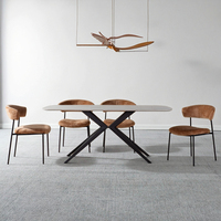 Mobilier de salle à manger personnalisé moderne, léger, de luxe, sur pieds en céramique, en verre trempé