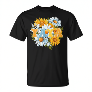 T-shirt Yaya Retro Flowers, cadeau pour la fête des mères, cadeau pour grand-mère, noir - Product Image 2