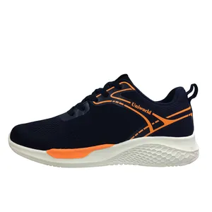 Zapatillas de correr tejidas para hombre, fabricantes de zapatillas, Uniworld, fábrica de Vietnam, Oem, acepta malla superior, tela de algodón EVA, cordones de poliéster