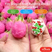 Boules de construction miniatures en caoutchouc thermoplastique TPR en forme de fruit du dragon, faiblement rebondissantes, moulables, jouet sonore froissable et moelleux